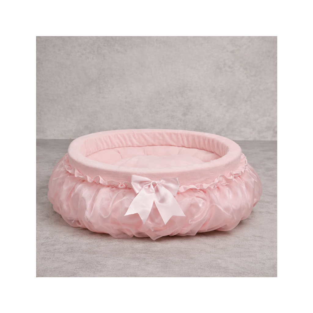 Luxury Ruffled Pet Bed with Satin Bow