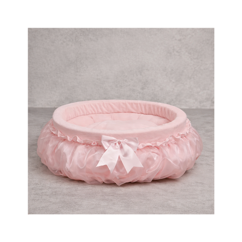 Luxury Ruffled Pet Bed with Satin Bow
