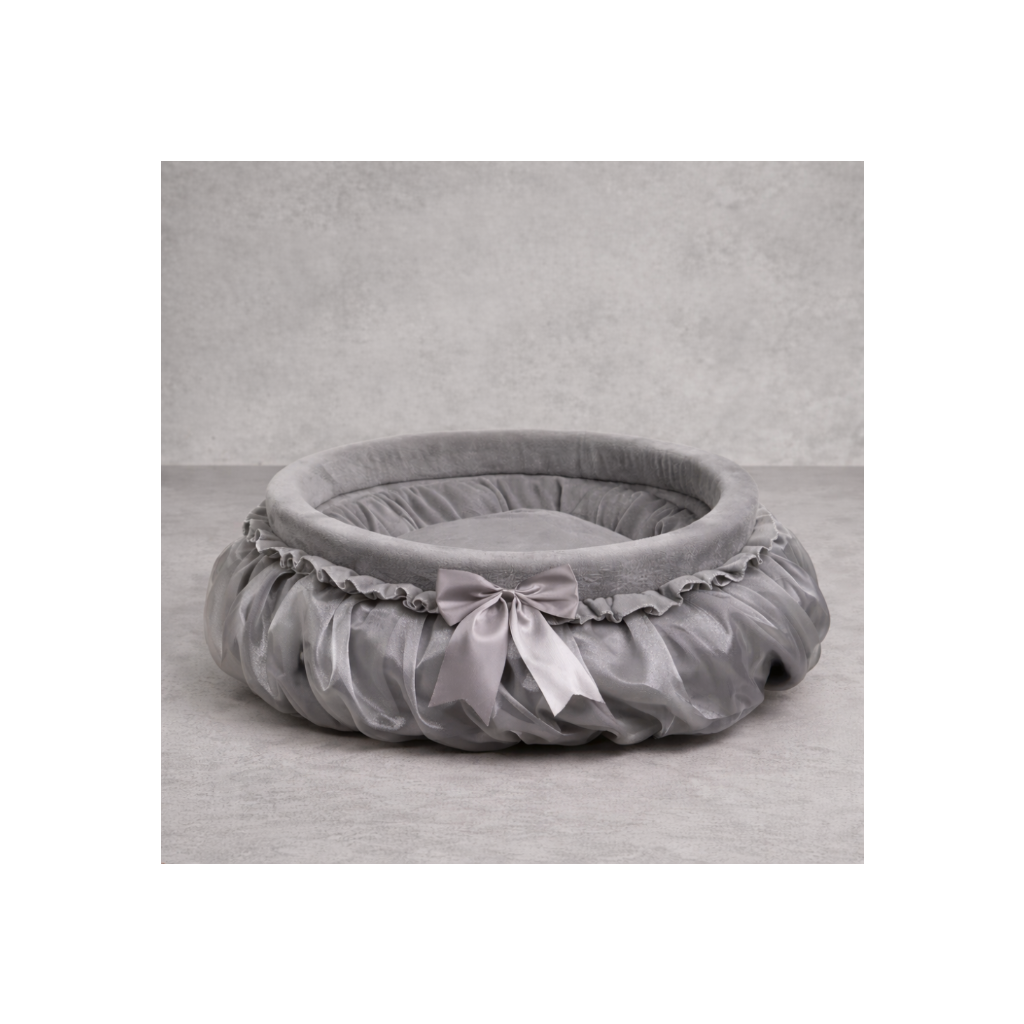 Luxury Ruffled Pet Bed with Satin Bow